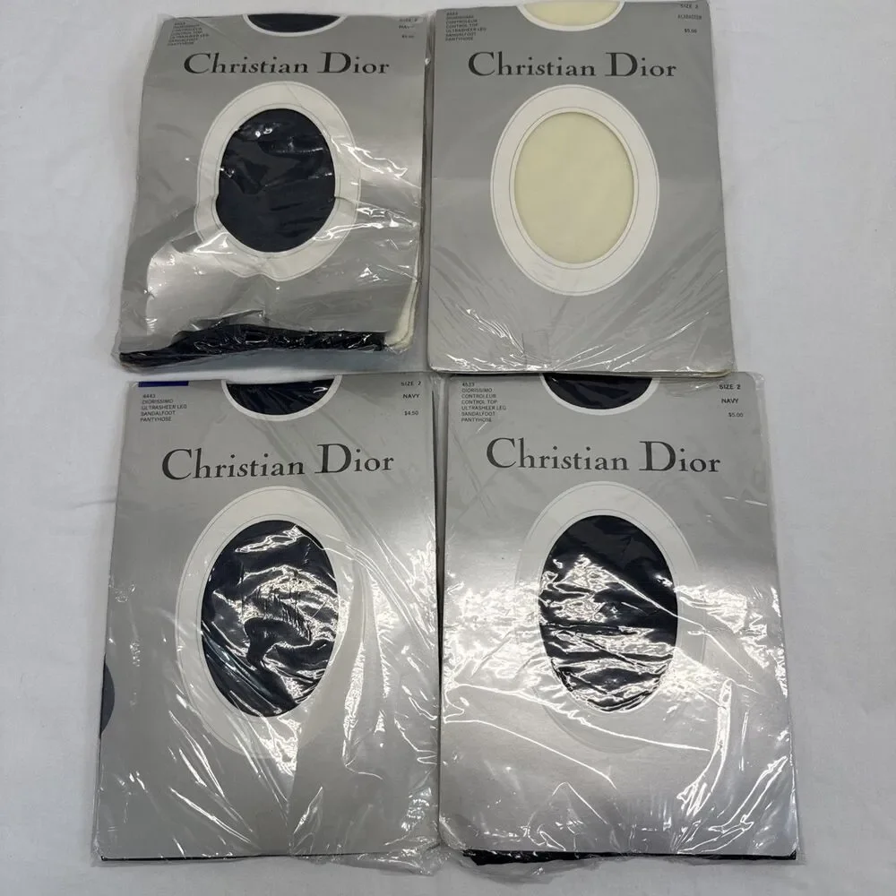 Christian Dior Pantyhose size 2 Lot Of 4- 4443 4533 Ultra Sheer Navy Ivory